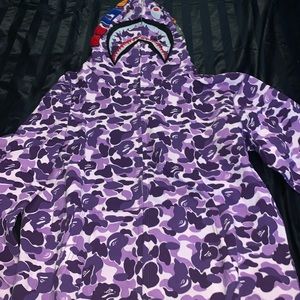 BAPE LIGHT PURPLE CAMO FULL ZIP SHARKHEAD HOODIE / MENS SIZE LARGE